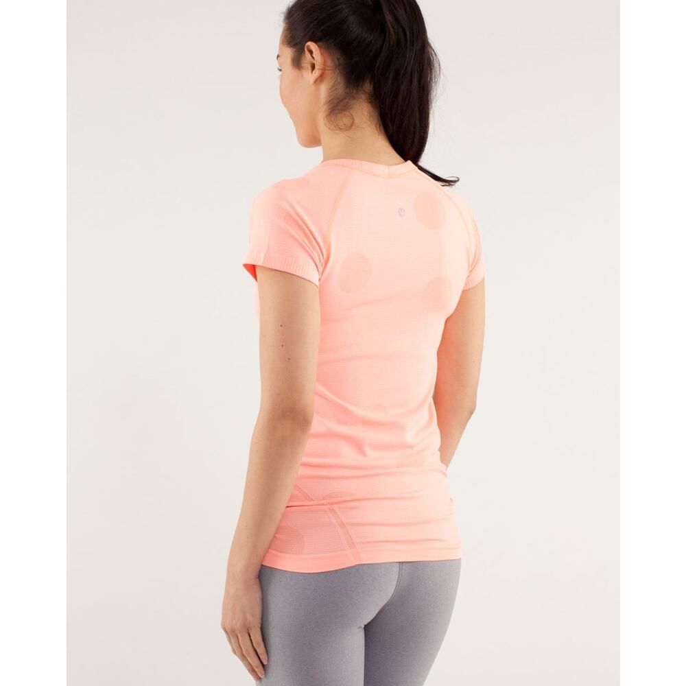 Lululemon Run: Swiftly Tech Short Sleeve in Pop Orange Polka Dot Running Active - Picture 2 of 10